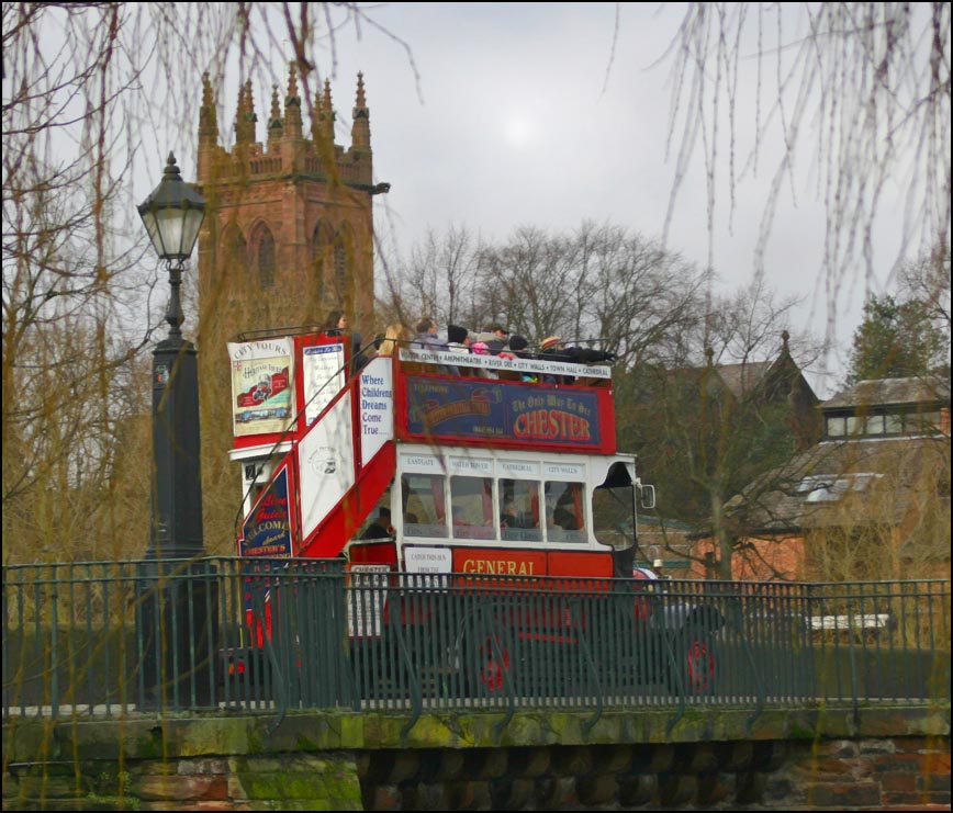 old bus crossing the dee