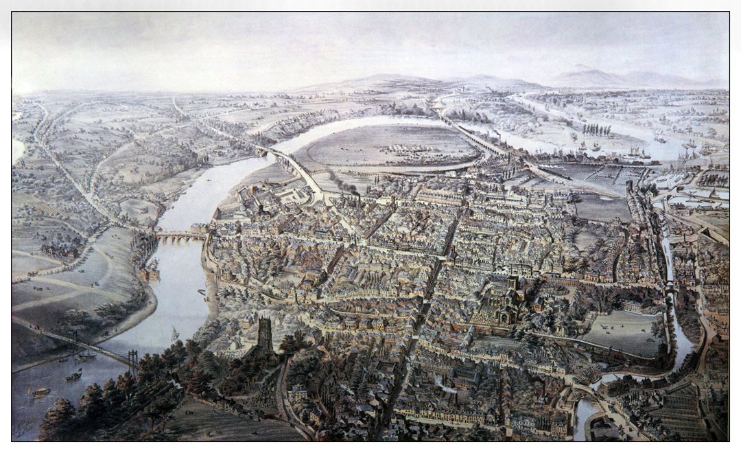 view of chester from a balloon 1855
