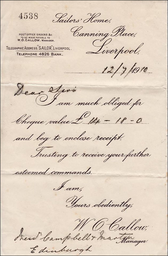 letter from sailor's home
